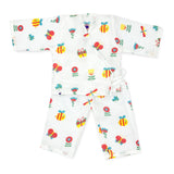 Full Sleeve Kimono Baby Night Suit /Pyjama Set -Organic Muslin -Garden