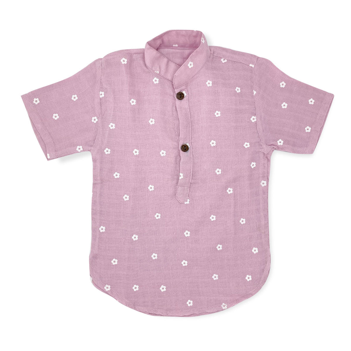 Muslin lavender boys half sleeve shirt