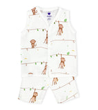 Sleeveless Jabla Co Ord Set / Jabla Shorts - 100% Muslin Cotton -Monkey