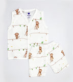 Sleeveless Jabla Co Ord Set / Jabla Shorts - 100% Muslin Cotton -Monkey