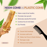 Oil Treated Wooden Neem Comb -Combo (Pack of 2)