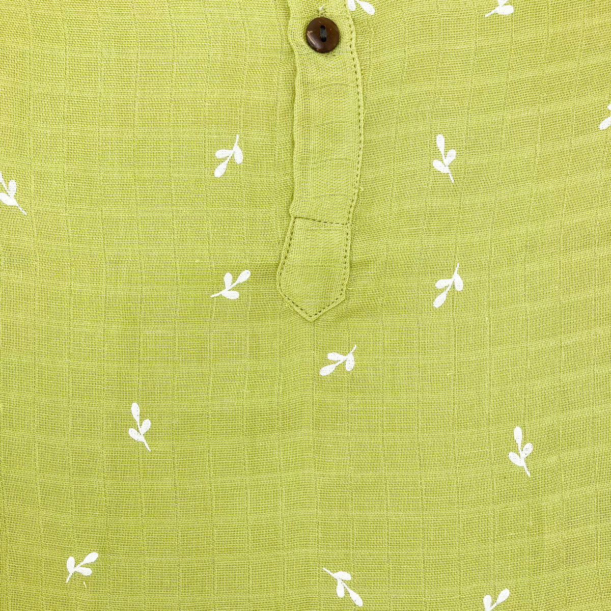 Half Sleeve Kurta Shirt -Organic Muslin Cotton -Olive Green