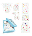 Mini Hospital Kit for Baby -100% Muslin Baby Essentials 6 Pc Gift Set - zizuka