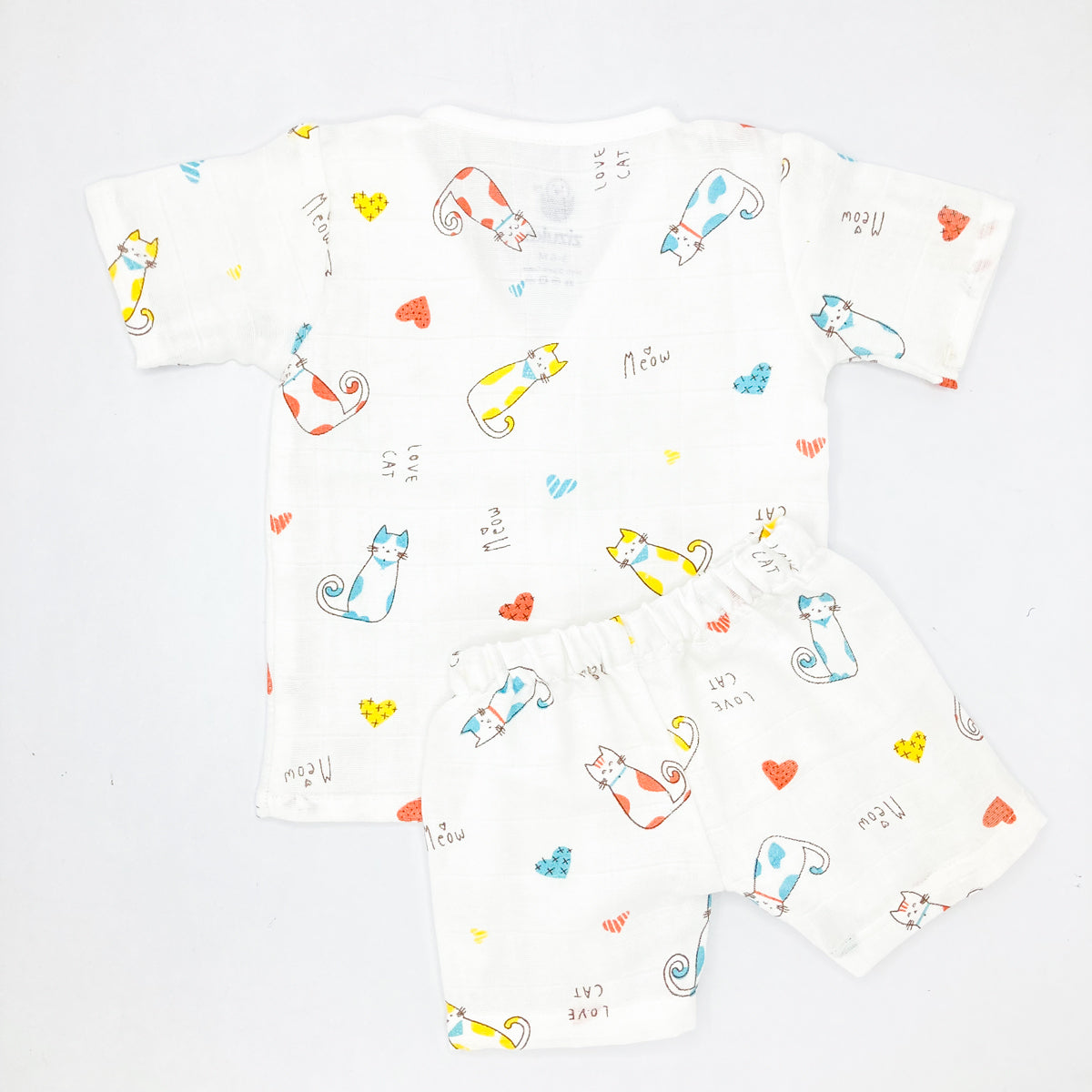 Muslin Jabla Co Ord Set, Jabla Shorts - 100% Cotton -Cat