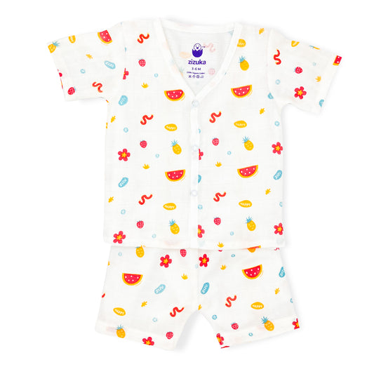 Muslin Jabla Co Ord Set /Jabla Shorts for Baby - 100% Cotton -Happy Zizu