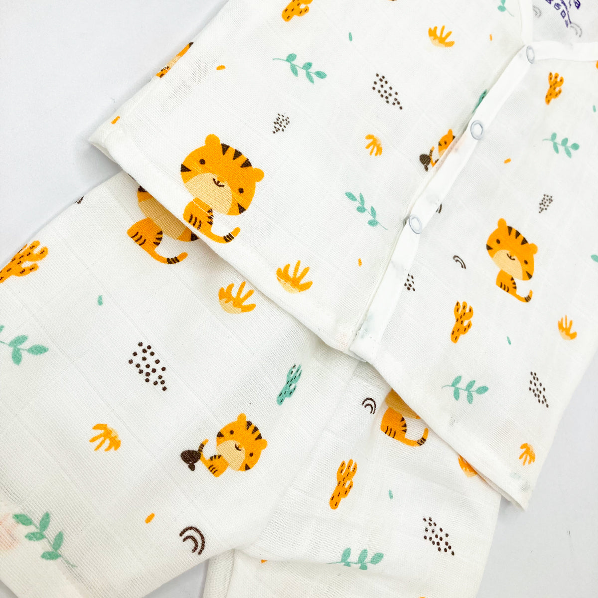 Muslin Jabla Co Ord Set, Jabla Shorts - 100% Cotton -Tiger