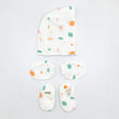 Double Layer Newborn Muslin Baby Cap Mitten Booties Set- Snail