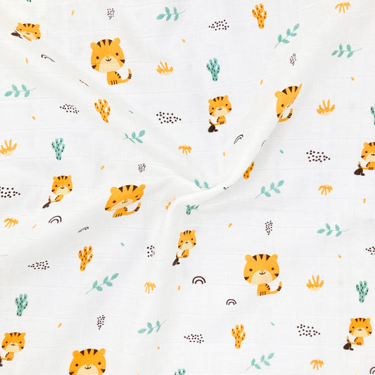 100% Soft Cotton Muslin Swaddle / Towel - Tiger
