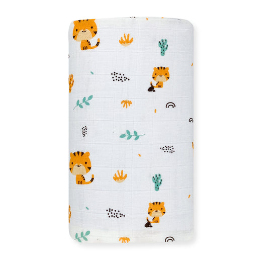 100% Soft Cotton Muslin Swaddle / Towel - Tiger