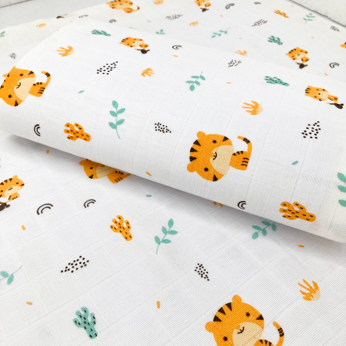 100% Soft Cotton Muslin Swaddle / Towel - Tiger