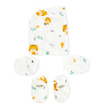 Double Layer Newborn Muslin Baby Cap Mitten Socks Set- Tiger