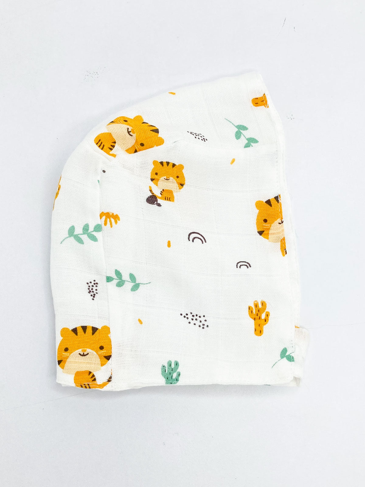 Double Layer Newborn Muslin Baby Cap Mitten Socks Set- Tiger