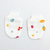 Double Layer Newborn Muslin Baby Cap Mitten Booties Set- Happy Zizu