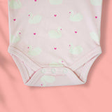 Half Sleeve Body Suit /Premium Cotton Onesie - Pink - Swan Love