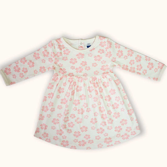 Cotton Frock - Offwhite Peach - Flower