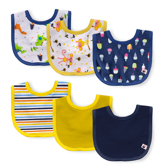 Newborn Bibs Cute patterns & Solid Color Combo ( Pack of 6 )