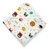 Muslin Hooded Towel for Baby- 6 Layer - 100% Organic Cotton - Animal