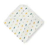 Muslin Hooded Towel for Baby- 6 Layer - 100% Organic Cotton - Fish