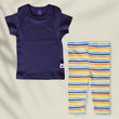 TShirt & Pants -Pyjama Set -Navy Blue Tshirt Striped Pants
