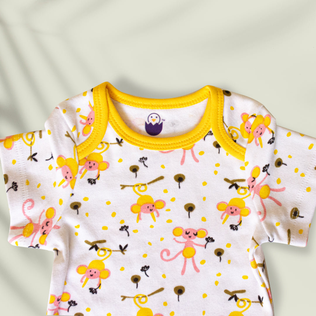 TShirt & Pants -Pyjama Set -Naughty Monkey T-shirt - Yellow Pants