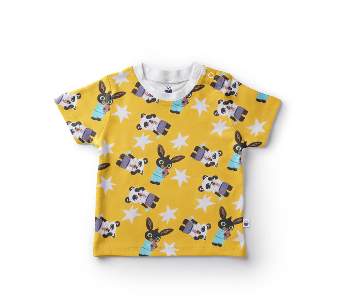 Panda, Rabbit -Cotton T-shirt | Half Sleeve TShirt | Yellow