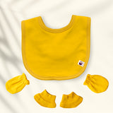 Bib, Mittens & Socks Newborn Set- Solid Color -Soft Cotton