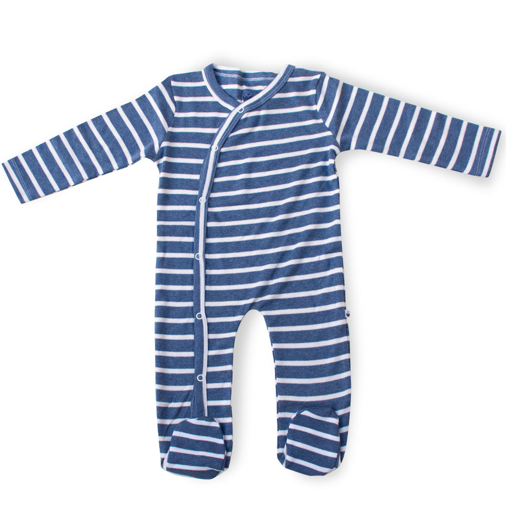 Blue Grey Stripes Convertible Sleepsuit main image 0