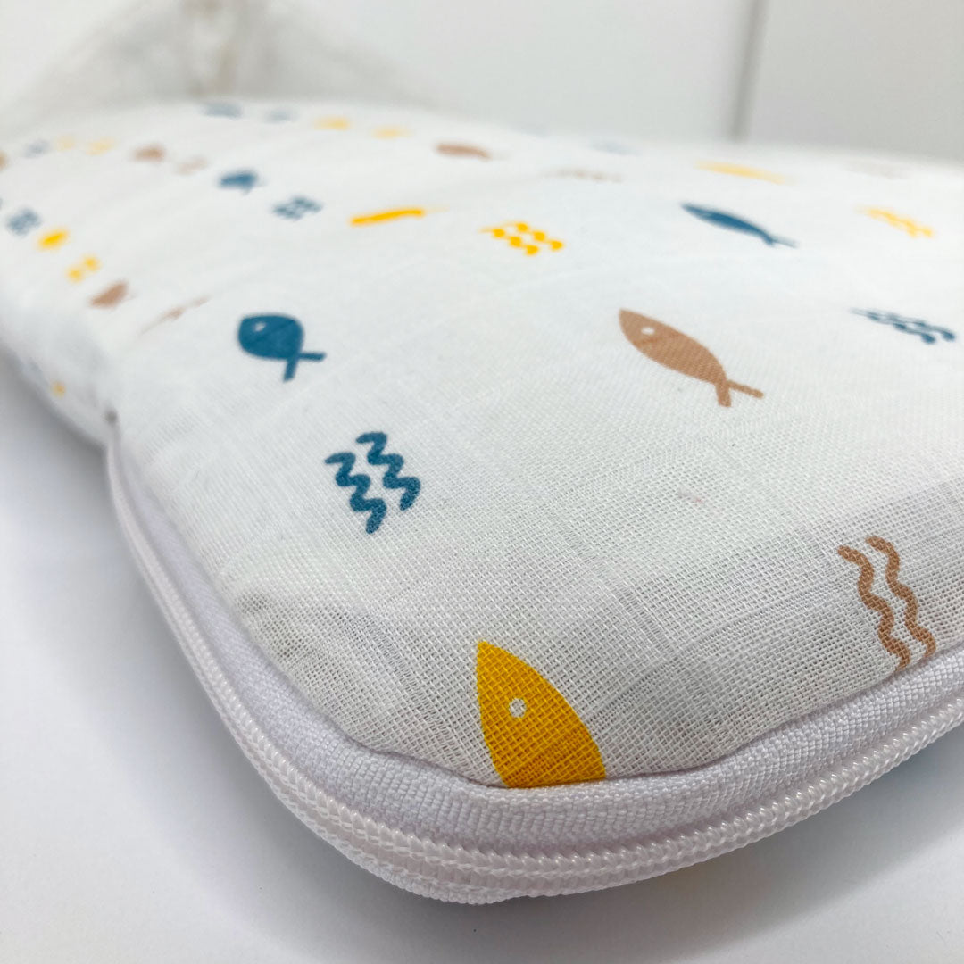 Organic Muslin Carry Nest for Baby -Traveling bed Soft Cotton -Fish