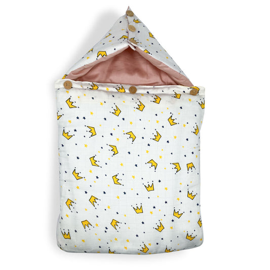 Organic Muslin Carry Nest for Baby -Traveling bed Soft Cotton -Crown