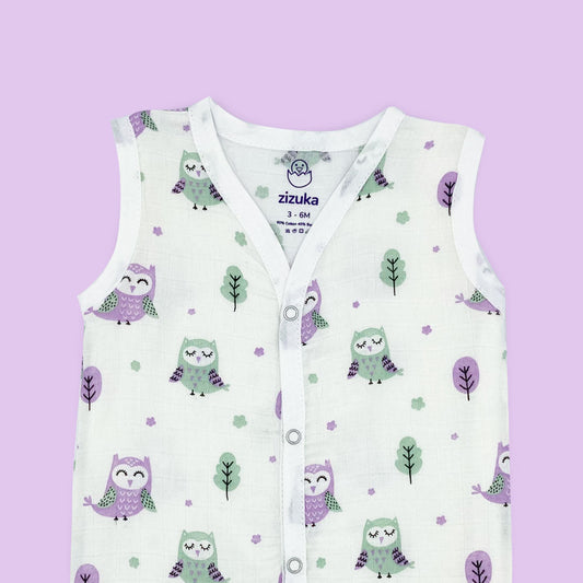 Organic Bamboo Cotton Muslin Jabla- Owl