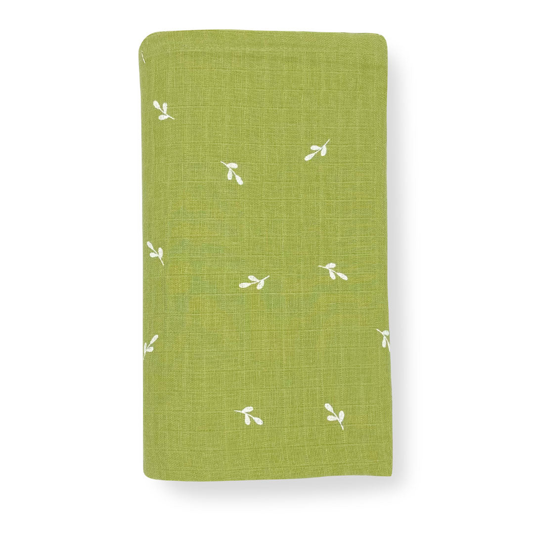 Organic Cotton Muslin Swaddle/Blanket  -Solid Olive Green Towel
