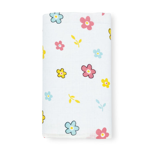 Organic Cotton Muslin Swaddle -Towel -Flowers