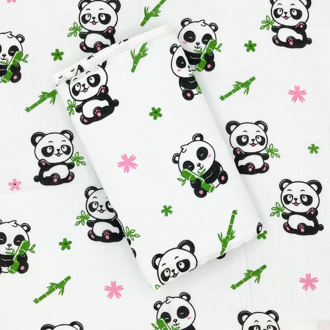 Organic Cotton Muslin Swaddle -Towel -Baby Panda